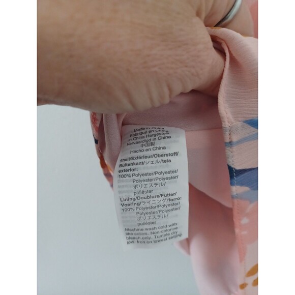 J. Crew pink floral mock neck sheer overlay blouse womens 4 feminine spring top - Picture 5 of 8